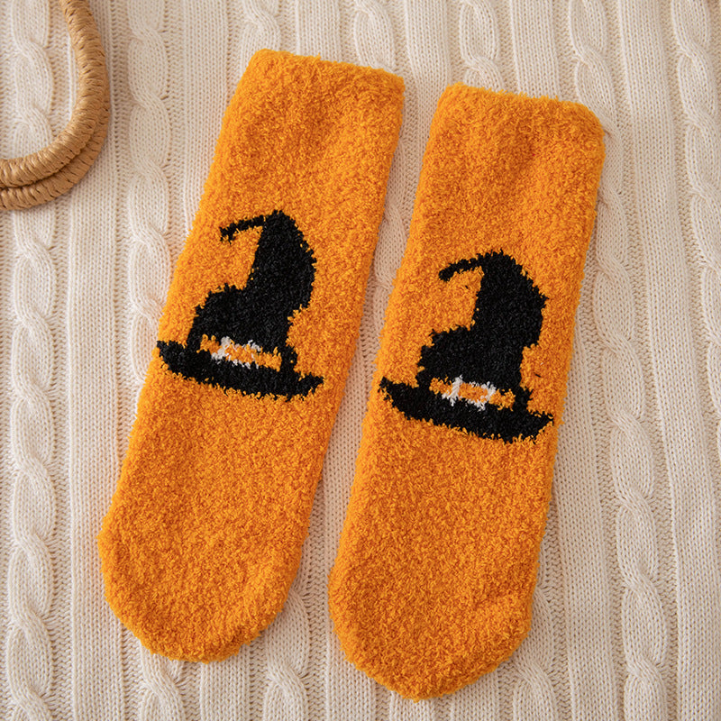 Halloween Floor Socks Fluffy Cozy Warm Soft Indoor Socks