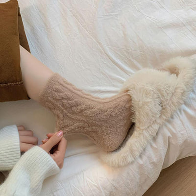 Soft Waxy Macaron Color Thermal Socks For Women Cozy Warm Gift