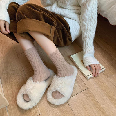 Soft Waxy Macaron Color Thermal Socks For Women Cozy Warm Gift