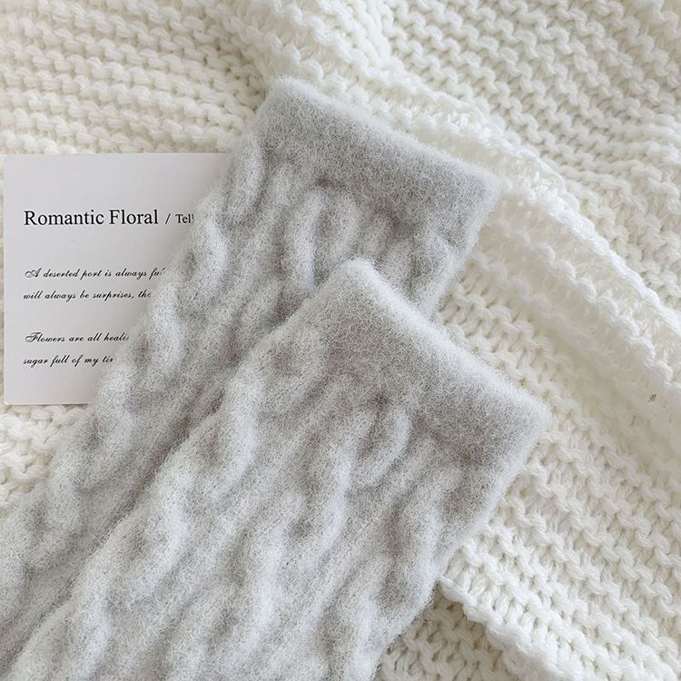 Soft Waxy Macaron Color Thermal Socks For Women Cozy Warm Gift