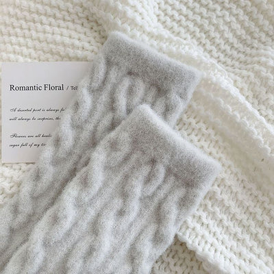 Soft Waxy Macaron Color Thermal Socks For Women Cozy Warm Gift