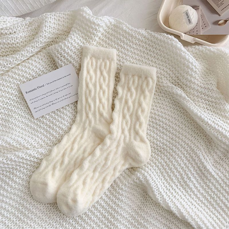 Soft Waxy Macaron Color Thermal Socks For Women Cozy Warm Gift