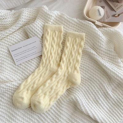 Soft Waxy Macaron Color Thermal Socks For Women Cozy Warm Gift