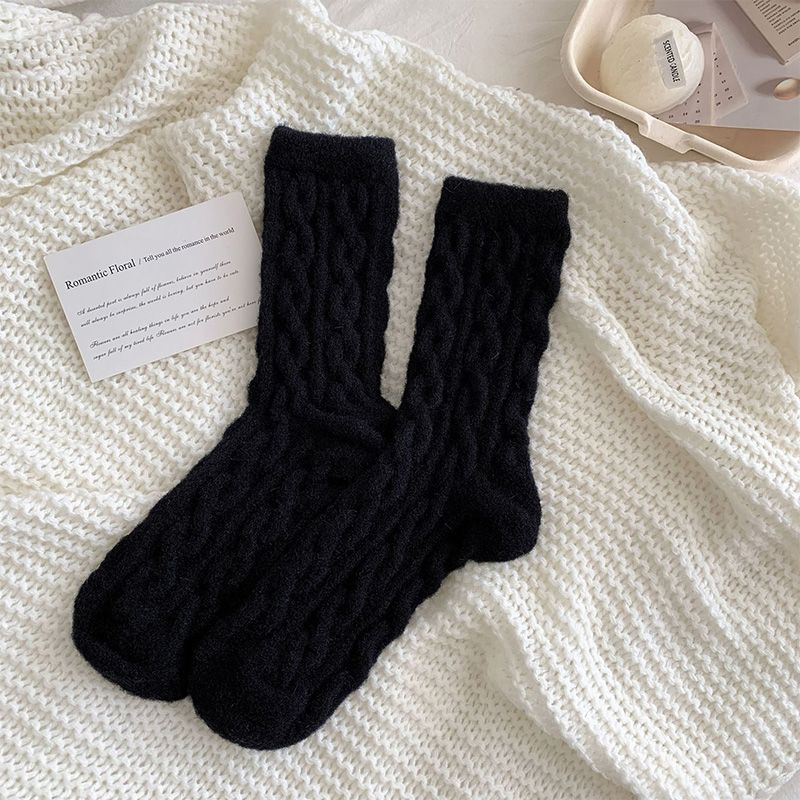 Soft Waxy Macaron Color Thermal Socks For Women Cozy Warm Gift