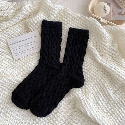 Soft Waxy Macaron Color Thermal Socks For Women Cozy Warm Gift