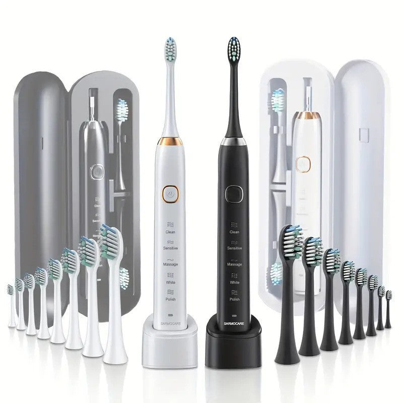 Sonic Electric Toothbrush Set With Soft Bristles For Gentle Cleaning