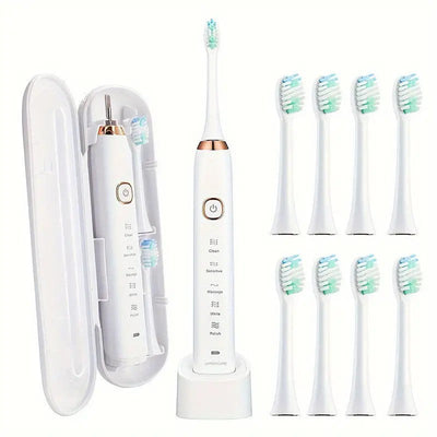 Sonic Electric Toothbrush Set With Soft Bristles For Gentle Cleaning