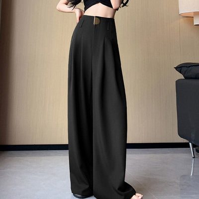 High Waist Wide Leg Trousers Women Elegant Office Pants