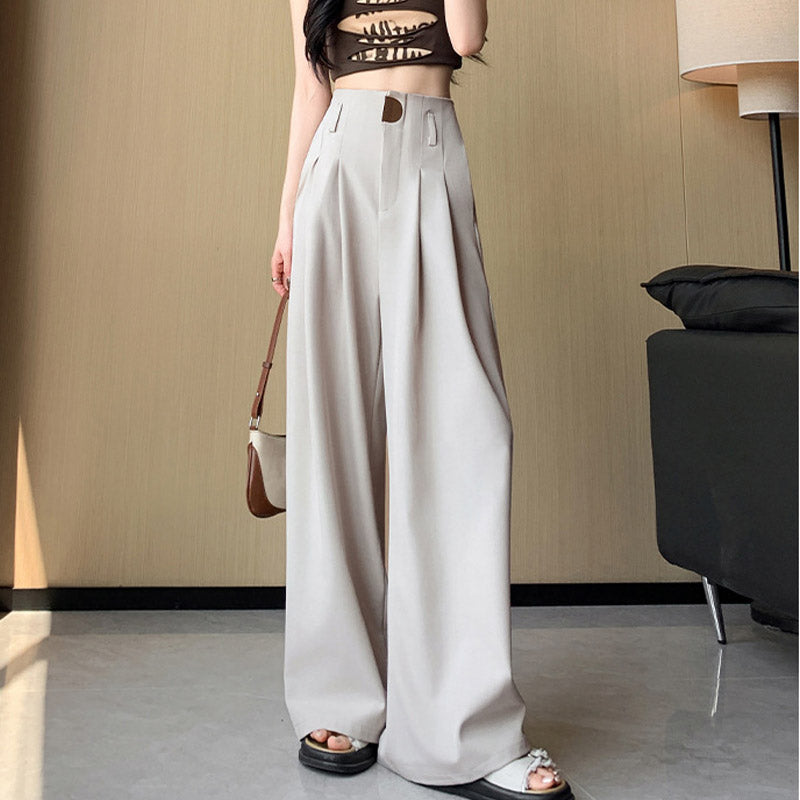 High Waist Wide Leg Trousers Women Elegant Office Pants