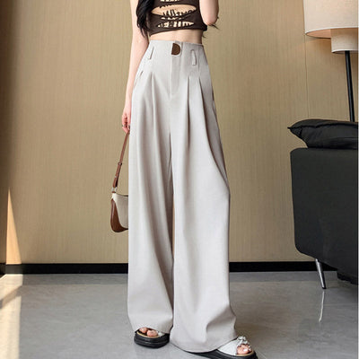 High Waist Wide Leg Trousers Women Elegant Office Pants