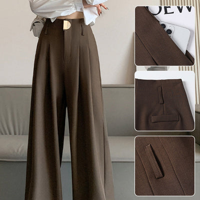 High Waist Wide Leg Trousers Women Elegant Office Pants