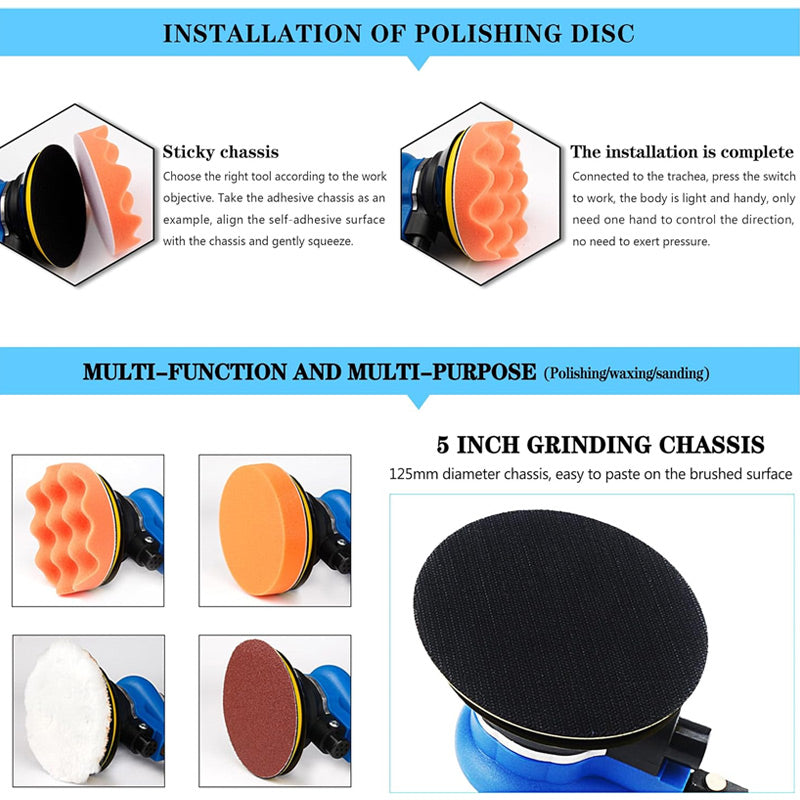 Professional Pneumatic Orbital Polisher Grinding And Sanding Machine