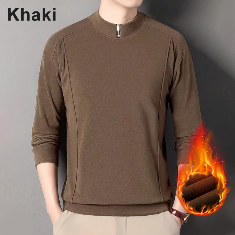 Men's Long Sleeve Pullover With Zippered Collar Cozy Fit