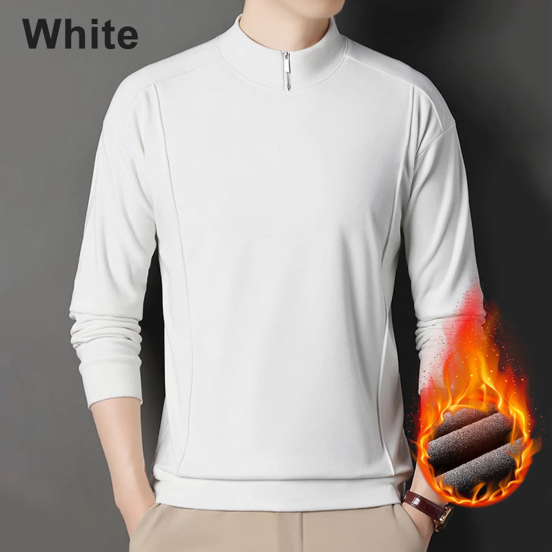 Men's Long Sleeve Pullover With Zippered Collar Cozy Fit