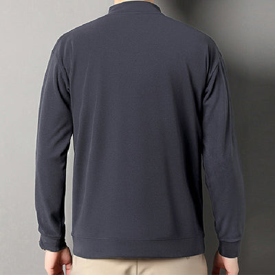 Men's Long Sleeve Pullover With Zippered Collar Cozy Fit