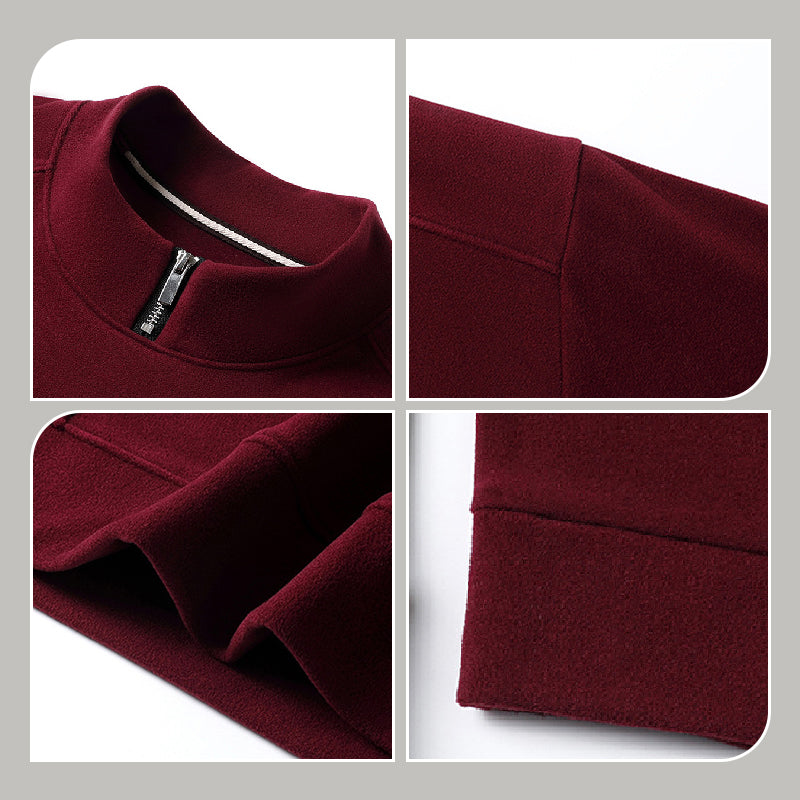Men's Long Sleeve Pullover With Zippered Collar Cozy Fit