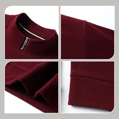 Men's Long Sleeve Pullover With Zippered Collar Cozy Fit