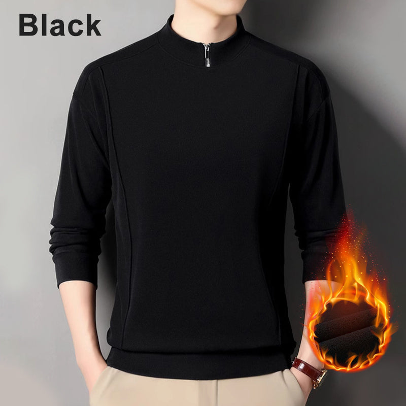 Men's Long Sleeve Pullover With Zippered Collar Cozy Fit