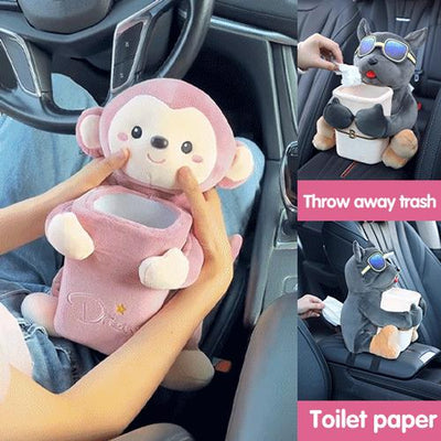 Car-mounted Tissue Box With Dual-purpose Trash And Storage Container