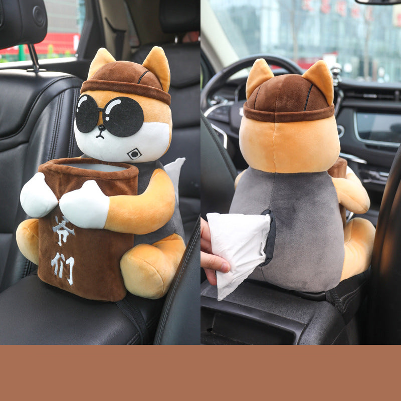 Car-mounted Tissue Box With Dual-purpose Trash And Storage Container