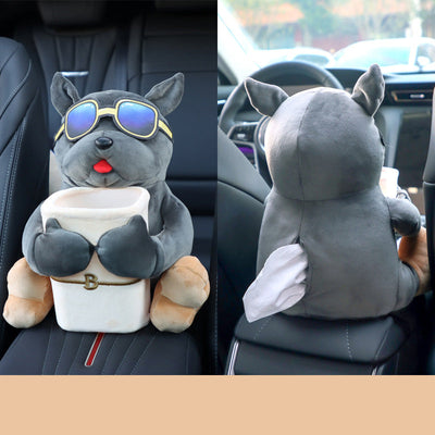 Car-mounted Tissue Box With Dual-purpose Trash And Storage Container