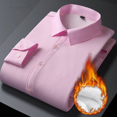 Fleece Business Shirt For Men Stretch Comfortable Office Wear