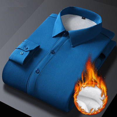Fleece Business Shirt For Men Stretch Comfortable Office Wear