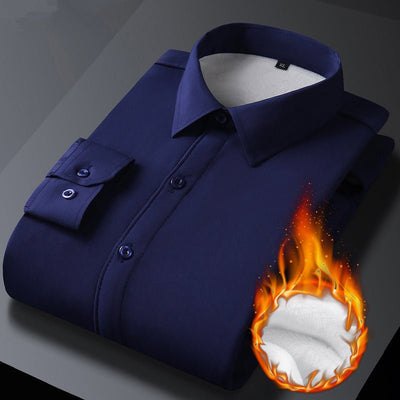 Fleece Business Shirt For Men Stretch Comfortable Office Wear