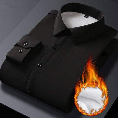Fleece Business Shirt For Men Stretch Comfortable Office Wear