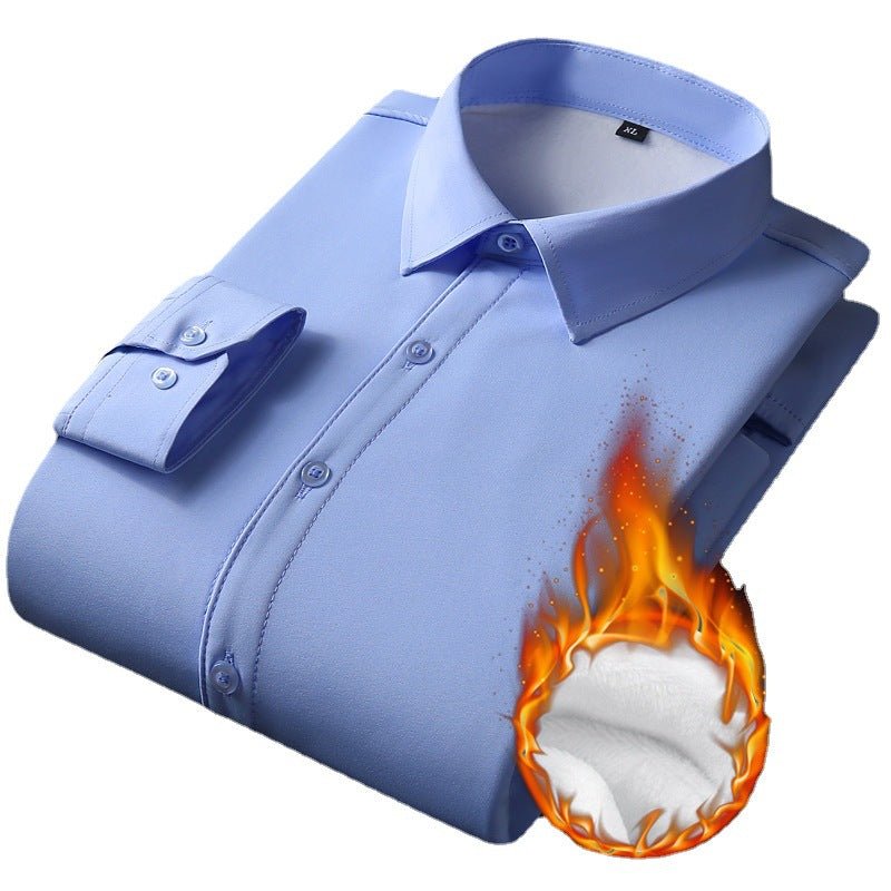 Fleece Business Shirt For Men Stretch Comfortable Office Wear