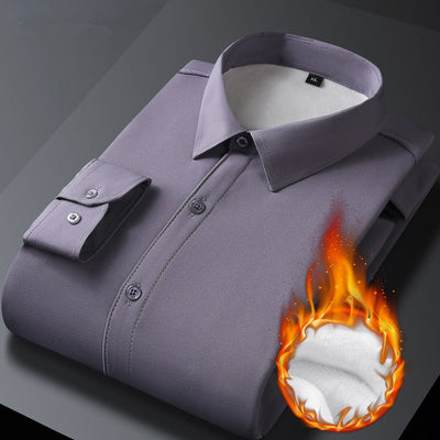 Fleece Business Shirt For Men Stretch Comfortable Office Wear