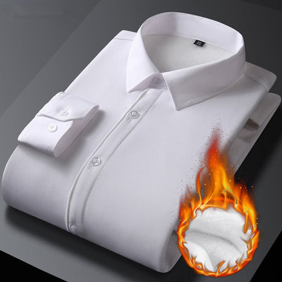 Fleece Business Shirt For Men Stretch Comfortable Office Wear