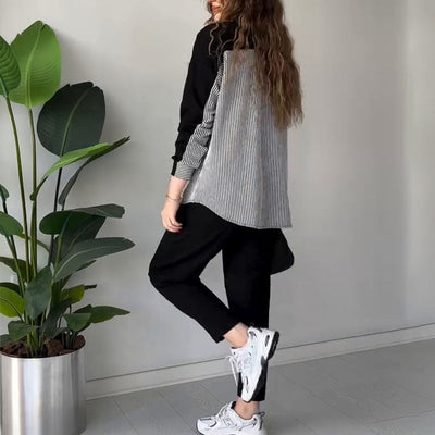 Women's 2-Piece Lounge Set Color Block Design Comfortable Fit