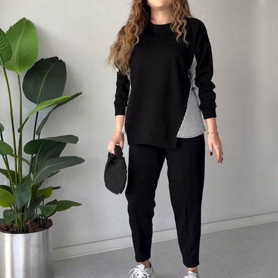 Women's 2-Piece Lounge Set Color Block Design Comfortable Fit