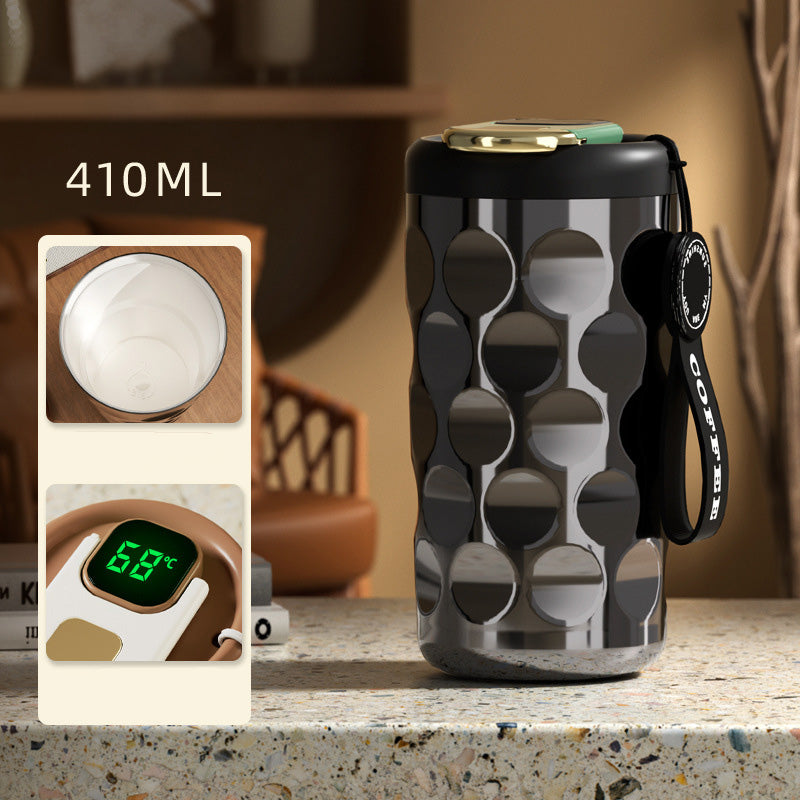 Large Capacity Temperature Display Coffee Cup With Leak Proof Lid