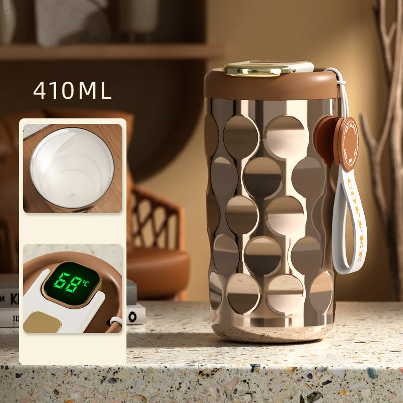 Large Capacity Temperature Display Coffee Cup With Leak Proof Lid
