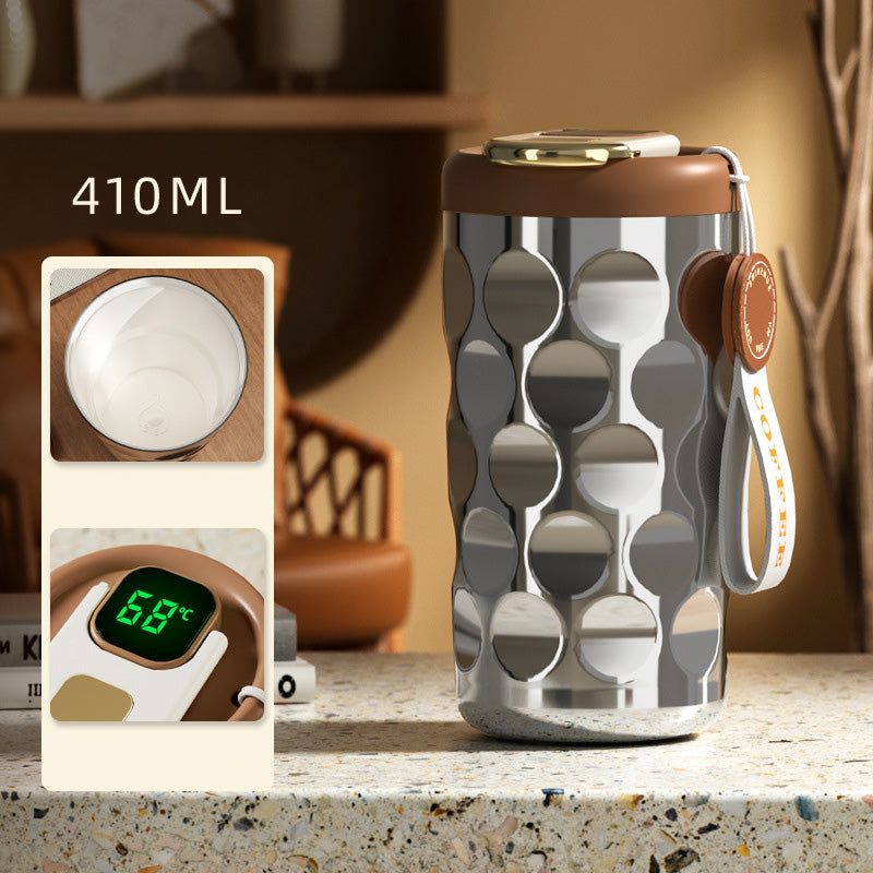 Large Capacity Temperature Display Coffee Cup With Leak Proof Lid