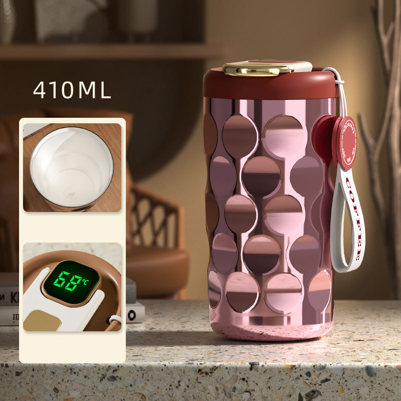 Large Capacity Temperature Display Coffee Cup With Leak Proof Lid