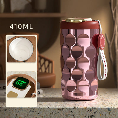 Large Capacity Temperature Display Coffee Cup With Leak Proof Lid