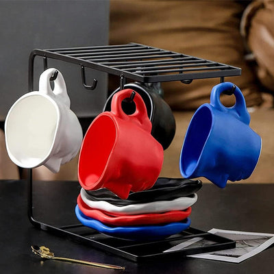 Creative Ceramic Face Coffee Mug With Artistic Metal Touch Design