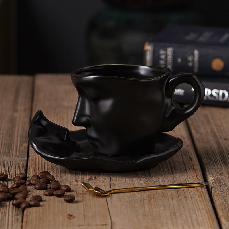 Creative Ceramic Face Coffee Mug With Artistic Metal Touch Design