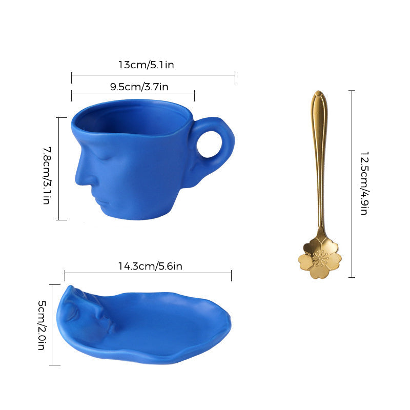 Creative Ceramic Face Coffee Mug With Artistic Metal Touch Design