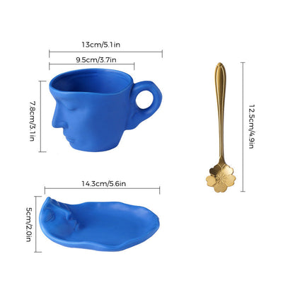 Creative Ceramic Face Coffee Mug With Artistic Metal Touch Design