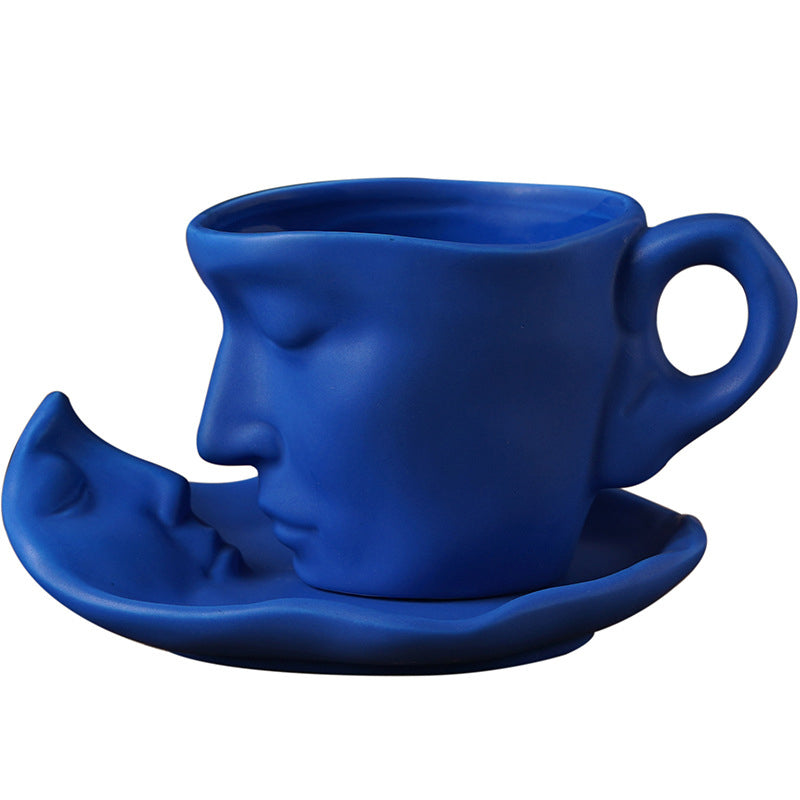 Creative Ceramic Face Coffee Mug With Artistic Metal Touch Design