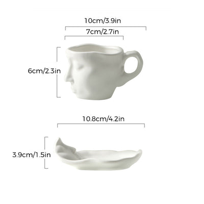 Creative Ceramic Face Coffee Mug With Artistic Metal Touch Design