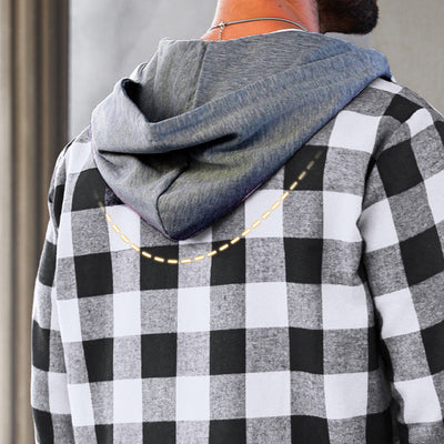 Men's Hooded Plaid Flannel Shirt Casual Comfortable Outdoor Wear