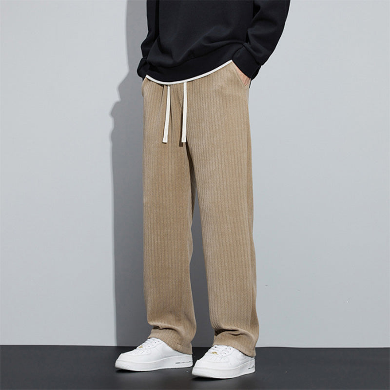 Men's Loose Straight Leg Pants With Adjustable Drawstring Waist