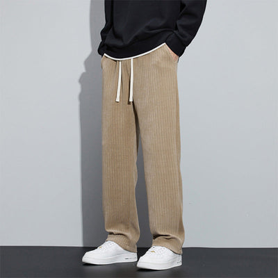 Men's Loose Straight Leg Pants With Adjustable Drawstring Waist