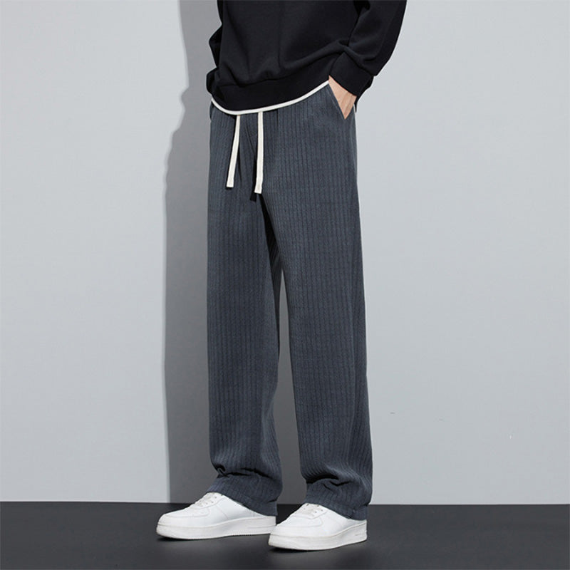 Men's Loose Straight Leg Pants With Adjustable Drawstring Waist