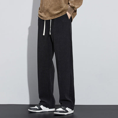 Men's Loose Straight Leg Pants With Adjustable Drawstring Waist